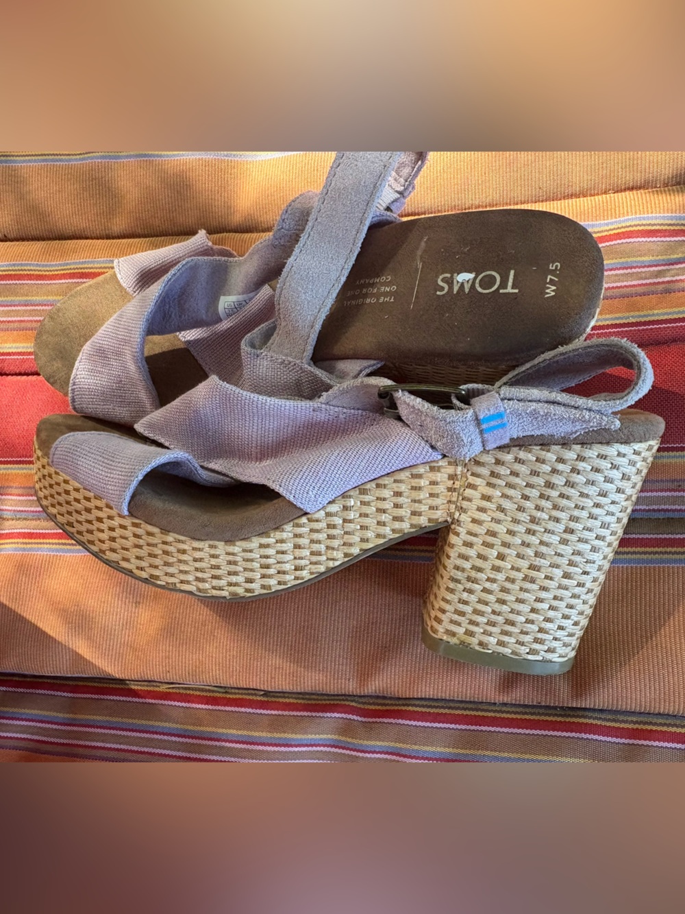 TOMS Lavender Fabric Woven Platform Heels